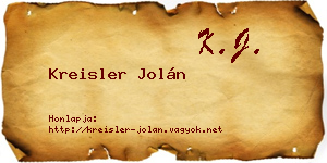 Kreisler Jolán névjegykártya